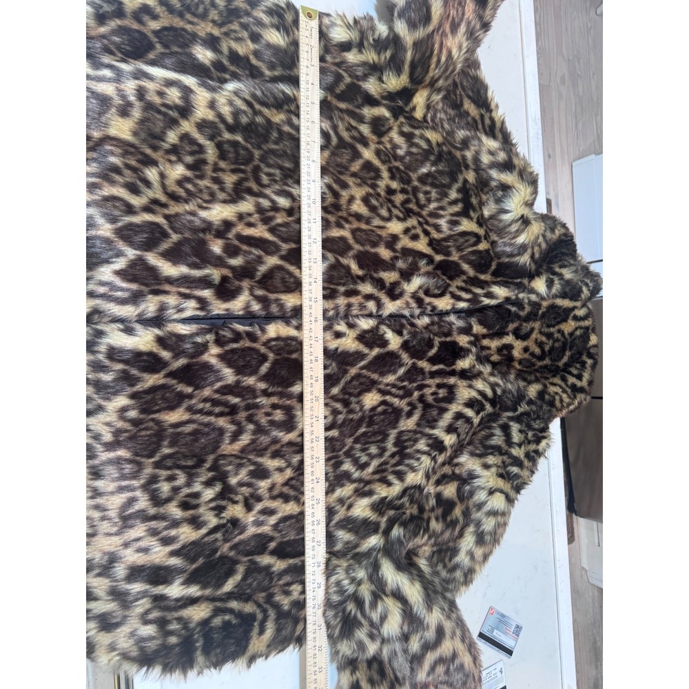 Roamans‎ Leopard Print Faux Fur Hooded Coat Plus Size 34/36 4X Brown Black Zip - Picture 8 of 12